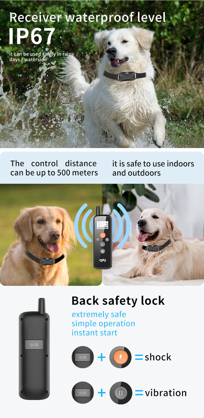 Collare elettronico senza fili di addestramento di cani con scossa di vibrazione a distanza del segnale acustico 1